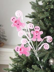 1/2/4/6 buc Crăciun roz turtă dulce om de zăpadă ramură decorare brad de Crăciun decorare turtă dulce Crăciun sărbătoare decorare casă decorațiuni de Crăciun camera decor iarnă