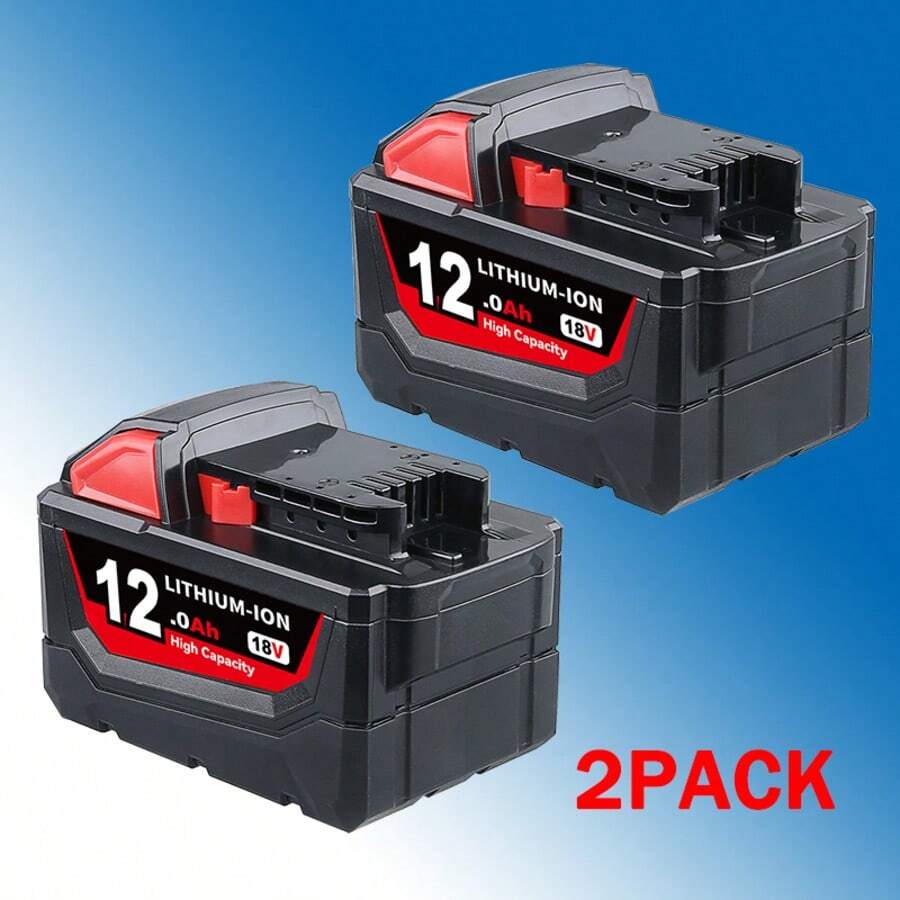 2Pack 18V 12000mAh Replacement For Milwaukee M-18 Battery Compatible With Milwaukee 12.0Ah Lithium Ion Battery And 18 Volts Cordless Power Tools - Gói 2 12.0Ah | Đỏ & Đen - Xem 1