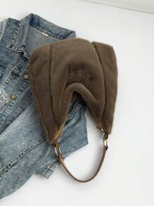 BAILEE 时尚优雅的新款秋冬柔软纯色毛绒大容量拉链女士单肩手提包，是职场女性的必备单品，适合大学、工作、商务、通勤、户外、旅行、野餐、办公室等各种场合，也适合工作、购物、参加晚宴、时尚活动以及赠送朋友。 - 彩色 - 查看 9