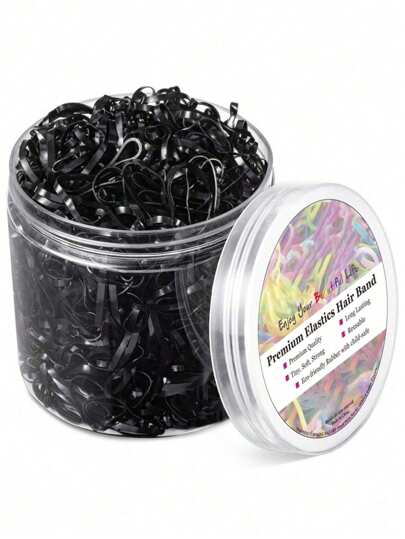 500/1500/3000 piezas Bandas elásticas negras desechables pequeñas para que las niñas se aten el cabello, con alta elasticidad y durabilidad. Bandas elásticas para atar el cabello con anillos de goma para niñas