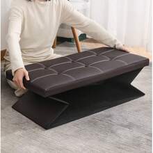 1 Foldable Storage Stool, Cube Footstool, Toy Box, Coffee Table, Padded Seat, Soft And Comfortable Leather Footstool, Maximum Load Capacity 100 Kg - Various Colors, 38 X 38 X 38 Cm / 38 X 38 X 76 Cm - 110 L. Extra Large Storage Stool For Bedrooms And Hallways, Multifunctional Space-Saving Storage Box With Storage Box, Footstool, Padded Seat - 仿皮米色 - 查看 6