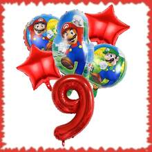 超级马里奥生日派对套装 - 18英寸铝箔气球和32英寸数码气球。生日派对装饰、家居装饰背景、完美生日派对装饰、生日墙面装饰、摄影工作室装饰用品。 - 彩色 - 查看 15
