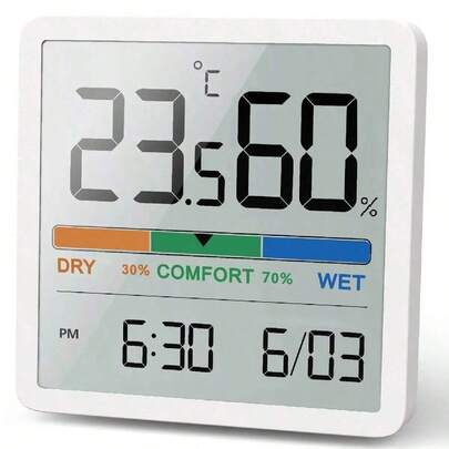 1PC Digital Thermo-Hygrometer, Portable Indoor Thermometer-Hygrometer With High Accuracy, Temperature And Humidity Meter For Room Climate Control, Room Air Monitoring, Climate Monitor For Home Office Bedroom Greenhouse