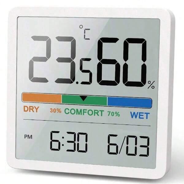 1 Stück Digitaler Thermo-Hygrometer, tragbares Innenraum-Thermometer-Hygrometer mit hoher Genauigkeit, Temperatur- und Feuchtigkeitsmesser für Raumklimakontrolle, Raumluftüberwachung, Klimamonitor für Zuhause, Büro, Schlafzimmer, Gewächshaus