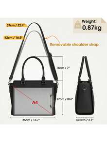 NEWHEY 女士工作手提包，顶部拉链皮革单肩包，手提包，经典钱包，适合办公室、商务、旅行 - 彩色 - 查看 7