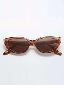 1pc Women's Brown Cat Eye PC Frame Solid Color Retro Fashion Glasses, Suitable For Daily Wear Boho Vacay Vacay Vibes - 黑色 2 - 查看 4