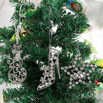 1pc New Rhinestone Studded Christmas Tree Ornament, Metal Snowman Hanging Decor, Christmas Home Decoration