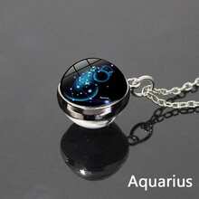 1pc 12 Zodiac Constellation Necklace, Starry Sky Glow In The Dark Glass Ball Pendant Necklace, Suitable For Men & Women, Father's Day, Thanksgiving, Christmas, New Year, Birthday Gift, Holiday Present Valentine's Day - Constellation Necklace - View 19
