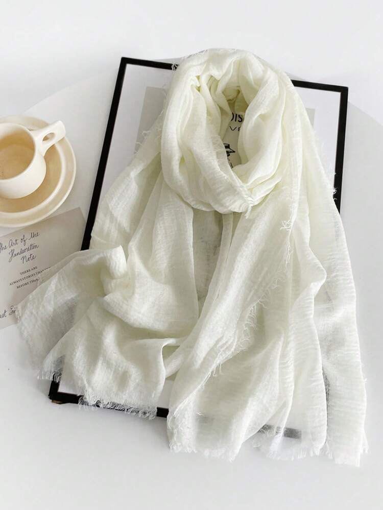 1 Piece Solid-Colored Linen Scarf For Women, Vintage Solid Color Medium-Length Scarf, Decorative Long Shawl For Dress,Beach,Holiday - Multicolor - View 17