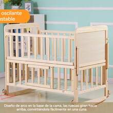 Cuna Colecho Bebé Madera Mecedora Con Ruedas Y Mosquitero - Amarillo - Ver 4