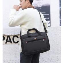 Portafolio Maletín,porta laptop ejecutivo impermeable 15.6 pulgadas,Maletín para laptop ampliable tela Oxford,funda para laptop hombres y mujeres 40cm*30cm*16cm - Negro - Ver 7