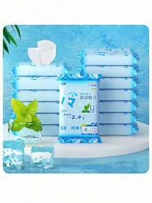 256pcs/32packs Cooling Refreshing Wet Wipes, Back To School, Travel, Workout Cooling, Face Cleansing & Sweat Removal, Portable, Enhanced Cooling Sensation (8pcs/Pack) - Multicolor - View 3