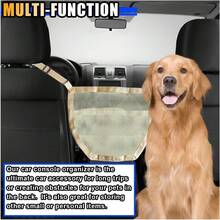 Soporte para cartera de coche, organizador de bolsillo de red entre asientos, asiento trasero para niños y mascotas, accesorios de almacenamiento interior de automóvil para mujeres y hombres - Beis - Ver 4