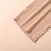 Women High Waist Straight Leg Loose Solid Color Pleated Trousers - Khaki - View 9