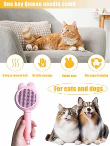 宠物梳毛刷 - 适用于猫、狗和兔子 - 密齿跳蚤梳，符合人体工学的手柄，无需用电，分叉刷头有效去除毛发并温和清洁，宠物美容用品，易于使用的宠物产品，宠物用品，适合猫主人 - 彩色 - 查看 5