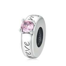 1 Pc Lovely Pink Series Flowers, Hearts, Bears, Rabbits, Dogs, Pandas, Ladybugs, Love, Love Mom, Cups, Pink Beads Charm Bead Fit For Women Bracelets Bangles DIY Jewelry Making And Daily Outfit Matching Jewelry Decoration For Girls Valentines - Pink - View 2