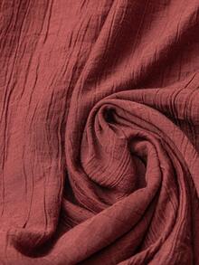 Đầm maxi nữ bằng vải lanh nhăn thoải mái, kiểu dáng thường ngày, cổ bẻ, cài nút, thắt lưng, tay áo dài, thanh lịch cho mùa xuân. - Màu Đỏ Sâu - Xem 6