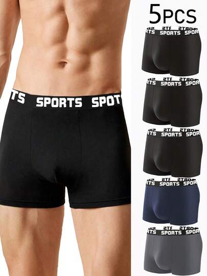 5 Packs Men's Boxer Shorts, Breathable And Comfortable Boxers For Men, Elastic Sports Men's Boxers, Men's Casual Durable Underwear For Daily Wear,Halloween Gift For Boyfriend, Christmas Gift,Christmas Eve Gift,Men Gifts Ideas