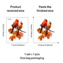 Adesivi decorativi per finestre - Cardinali rossi e motivi floreali, pellicola adesiva per finestre, pellicola decorativa trasparente per privacy per casa, camper, ufficio - Facile da applicare e rimuovere, decorazione resistente alle intemperie, adesivi per finestre, effetto vetro colorato, decalcomania rimovibile, decoratori per la casa, decalcomania a motivo di uccelli, pellicola ad alta trasparenza, adesivi per pareti di camper, adesivo per pareti, decorazione per la stanza