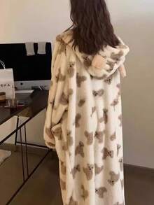 1 set Manta con capucha y mangas estilo oso adorable para adultos - Engrosada, adecuada para otoño e invierno, manta con capucha de felpa extra cálida y cómoda con bolsillos grandes, regalo de sudadera con manta, adecuada para hombres, mujeres y mamás, bolsillos extra grandes, lavable a máquina para hombres y mujeres adultos, adecuada para uso en interiores/exteriores, cómoda para usar en casa, estética encantadora, textura cómoda, decoración cálida de invierno para el ocio en el hogar