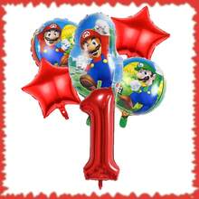 超级马里奥生日派对套装 - 18英寸铝箔气球和32英寸数码气球。生日派对装饰、家居装饰背景、完美生日派对装饰、生日墙面装饰、摄影工作室装饰用品。 - 彩色 - 查看 18