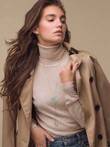 Xiacheng 1/6pcs Women Long Tassel Pendant Necklace, Circular Bar Feather Leaf Sweater Chain, Personalized Necklace - Silver - View 2