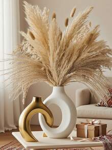 2pcs/Set White/Gold/White Dual-Tone Vases, Decorative Vases, Home Decor, Minimalist Nordic Bohemian Style, Suitable For Living Room, Bookshelf, Dining Table, Bedroom, Fireplace, Porch, And Also A Great Gift For Holidays - Multicolor - View 5