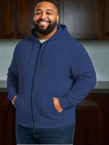 Men Plus Size Sweatshirts - Navy Blue - View 1