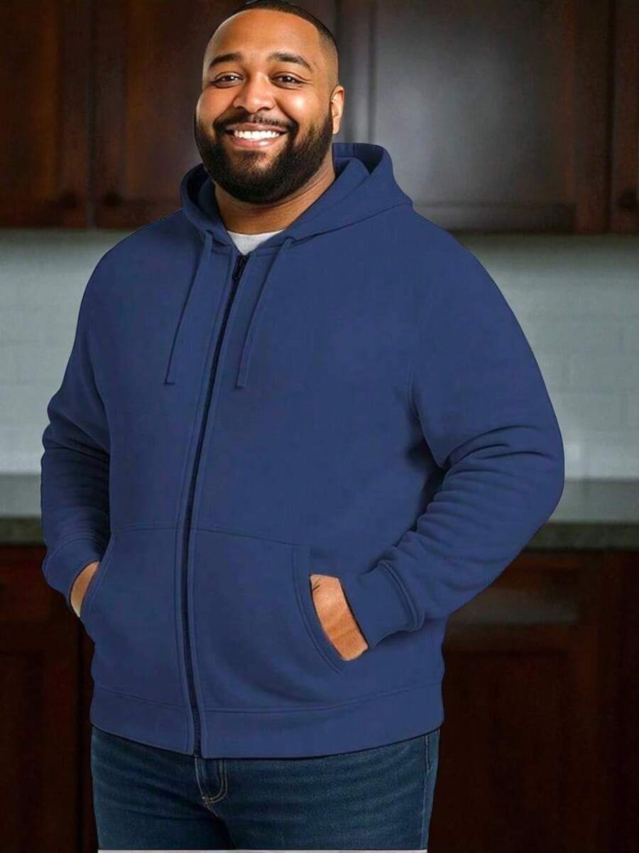 Men Plus Size Sweatshirts - Navy Blue - View 1