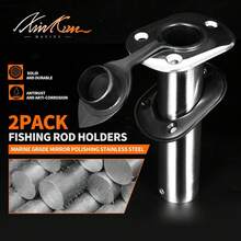 2 Paquetes de Soportes para Cañas de Pescar, Soporte de Caña de Acero Inoxidable para Barco con Tapas de PVC y Tubos Internos, Soportes para Cañas de Pescar para Barco Marino, Yate, Barco de Pesca - 90 grados - Ver 11