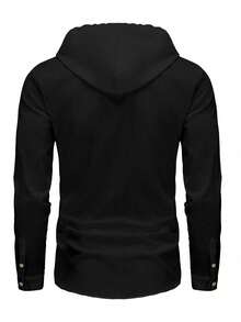 Men's Casual Long Sleeve Hooded Drawstring Shirt, Ideal For Spring And Autumn, Comfortable Casual T-Shirt As A Gift - Xem 2