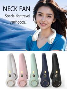 Portable Neck Fan, Hands-Free Bladeless Fan, 1500mAh Battery-Powered Wearable Personal Fan,5 Adjustable Speeds USB Hanging Neck Fan, Summer Essential For Home, Office, Outdoor, Sports, Beach, Travel With Random Charging Cable,Holiday Essentials