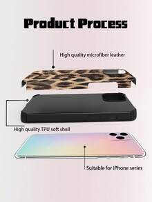 1 pezzo Custodia per telefono in pelle PU morbida con stampa leopardata, anti-caduta e anti-urto, con design amplificatore audio, compatibile con 17 Pro Max/16 Pro Max/16 Plus/13 Pro Max/14 Pro Max 13 14 11 12 Pro 11/15 Pro, Galaxy S24 Ultra, regalo per le vacanze