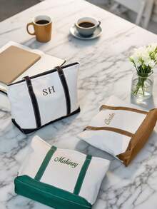 Custom Boat Tote Bag ,Personalized Gift,Embroidered Text Tote Bag,Canvas Tote Bag,Gift For Her,Bridesmaid Gift Bag,Best Friend Gift,Custom Embroidered Storage Bags, Tote Bags, Travel Bags,Back To School,Travel Essentials,Travel Accessories,Cruise Essentials,School Essentials,School Supplies,Makeup Bag,Customized Storage Bags,Street Casual Chic,Bags & Luggage,2025 Halloween Accessories,Large Capacity,New Year Glamour ,Travel Organizer - Multicolor - View 5