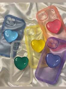 1个纯色心形可折叠便携手机支架，兼容、安卓智能手机，生日/礼物，推拉式手机支架，手机配件 - 彩色 - 查看 6