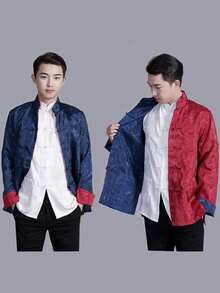 男士中国龙衬衫功夫外套中国新年唐装男士传统中国服装夹克汉服男装