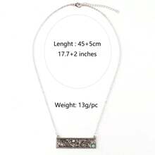 قلادة معلق مستطيلة من سبيكة مرصعة بالفيروز، مناسبة للجنسين قطعة واحدة