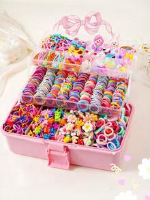 42 piezas/528 piezas Conjunto de pinzas para el cabello con lazos de colores, lazos y scrunchies de moda simples, adecuados para estudiantes, uso diario y de fiesta, regalo ideal (sin caja - bolsa de OPP)