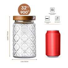 32oz Vintage Glass Jar With Lid, Glass Storage Containers, Airtight Storage Containers For Sugar, Coffee, Tea, Spice, Flour, Candy Cookie, Pasta, Cereal, Cute Decorative Jars - Bigonia-32oz