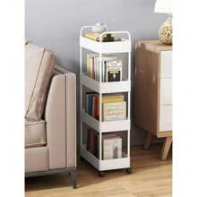 1个4/5层家用多层推车式置物架，适用于厨房、客厅、卧室，可移动收纳，推车式设计，可放置化妆品、卧室书架、客厅零食等，多层置物架，适合全年居家收纳和户外露营收纳，不适合放置重物。