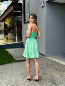 AYLA SOPHISTICATED SHORT DRESS - Lime Green - View 2