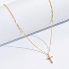 1 Pc Women's Fashion Cross Personalized Pendant Diamond Necklace, Gold-Plated Cross Item, Simple And Elegant Chain, Ideal Gift For Daily Wear, Weddings, Engagement Parties, Halloween