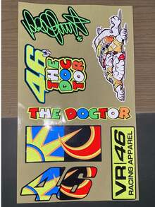 Calcomanías Stickers Pegatinas Calcas Reflejante Para Casco Moto Top Case Maleta Rígida Carro Automóvil  Valentinoo Rossi  46 vr - A - Ver 5