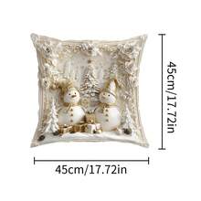 1 件白色三维圣诞图案套装饰枕套方形靠垫套，圣诞老人树鹿雪花雪人礼盒树等新视觉图案设计和其他图案软枕套适用于圣诞派对家庭房间沙发椅装饰圣诞节装饰品，圣诞靠垫套， - 彩色 - 查看 7