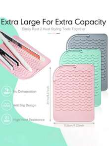 1 pieza Funda aislante de calor para rizador, Almohadilla para herramienta de peinado, Almohadilla resistente al calor para rizador para mostrador, Almohadilla resistente al calor para herramientas de peluquería, Almohadilla de silicona resistente al calor para peinado, Funda aislante de calor para rizador, Fácil de limpiar, Almohadilla antideslizante con diseño de ola, Adecuada para rizador, gabinete, viaje, Ge're'dian