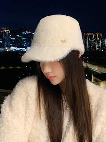 1 件女士蓬松棒球帽，宽边保暖渔夫帽，百搭休闲装，适合户外和日常使用，秋冬