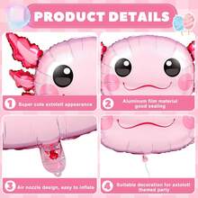 6-Pack 34-Inch Axolotl Balloons For Birthday Party Decorations - 粉色 - 查看 11