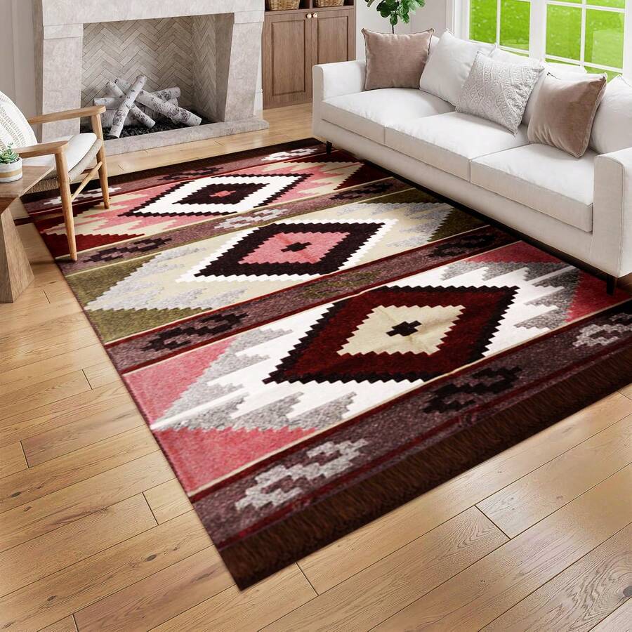 Alfombra grande para sala de estar con patrones tradicionales, lavable, alfombras de área modernas para dormitorio y sala de estar - Marrón - Ver 1