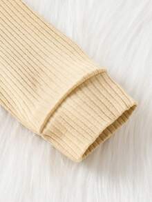 Infant Boys' Casual Minimalist Cute Letter Print Crew Neck Long Sleeve Hat Jumpsuit, Autumn/Winter - Apricot - View 4