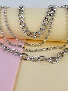 1pc Hop Punk Metal Multi Layer Waist Chain Dress Up Jeans Accessories Hop Multi Functional Men's And Women's Pants Chain Suitable Daily Wearing And Fashion Matching Summer, School Fall, Autumn, Halloween - Bạc - Xem 5